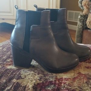 Brown leather booties